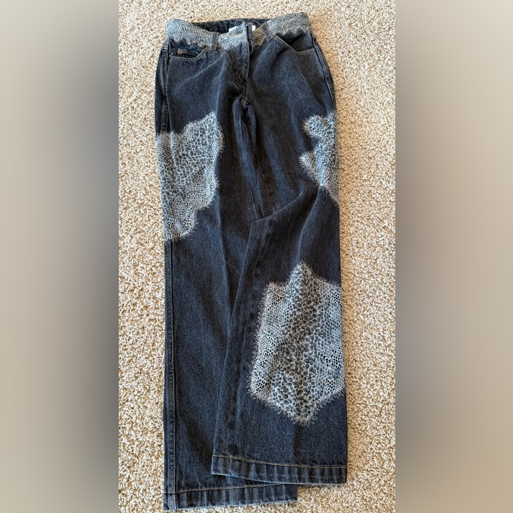 Y2K Statement Jeans | Snakeskin Print Panels | Size 4